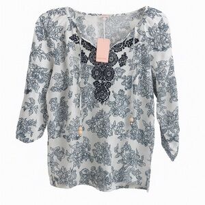 Saint Tropez West Blue and White Floral Tunic